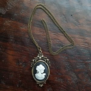 Jewelry - Black and White Cameo Long Necklace Jewelry - Black and White Cameo Long Necklace